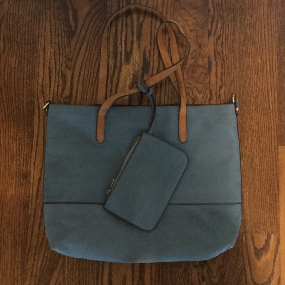 NWOT Blue leather carry all bag